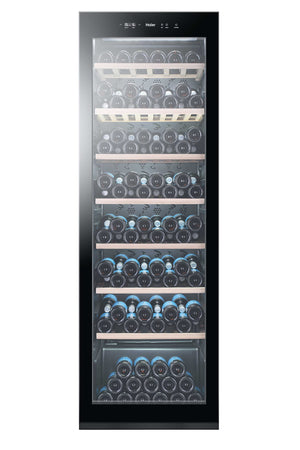 Haier Wine Bank 60 Serie 3 Cantinetta Vino, 171 Bottiglie, 1 Zona, con Vetro Anti-UV e Filtro ai Carboni Attivi, Luci LED, Libera Installazione, Classe G, 59,5 x 63,9 x 185 cm, Nera - WS171GA