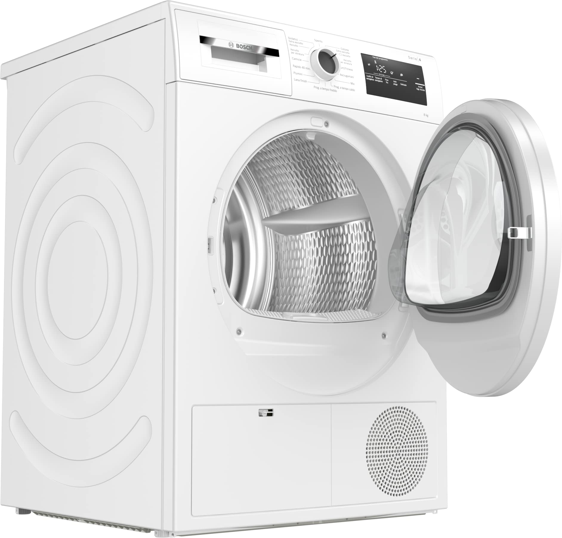 Bosch WTH85V08II Serie 4, Asciugatrice a pompa di calore, capacità 8 kg, EasyClean, Auto Dry, Programma Rapido