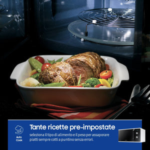 Samsung Forno a Microonde Grill, a libera installazione, Dual Dial MG23K3614AW/ET, Cottura Croccante, AutoDefrost, Microonde + Grill 800 W + 1100 W, 23 L, 49l x 27,5h x 39p cm, Bianco
