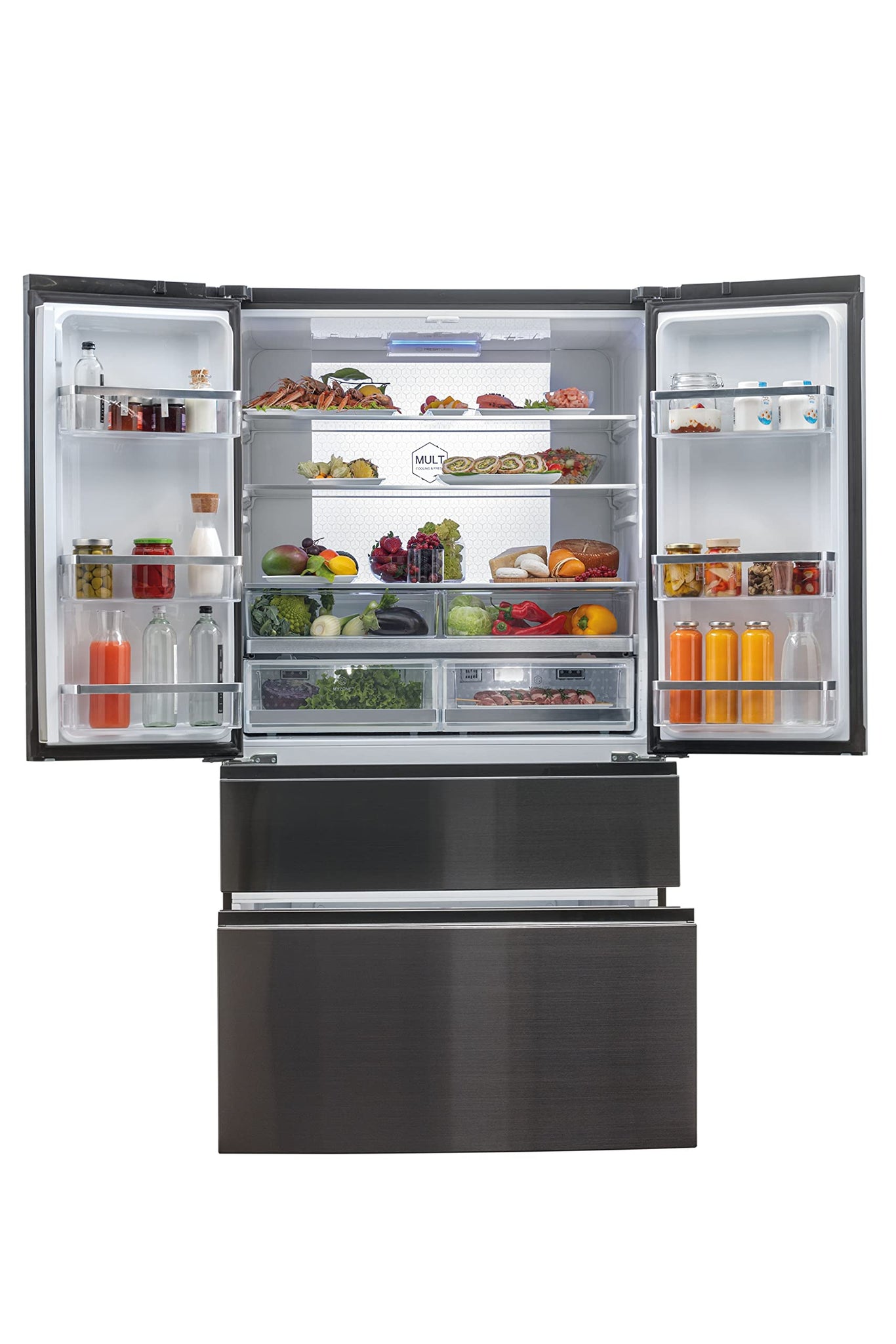 Haier HB26FSNAAA - Frigorifero Cube 4 Porte, Finitura Iconic Black, Libera installazione, ABT luce UV antibatterica, Nero - Iconic Black