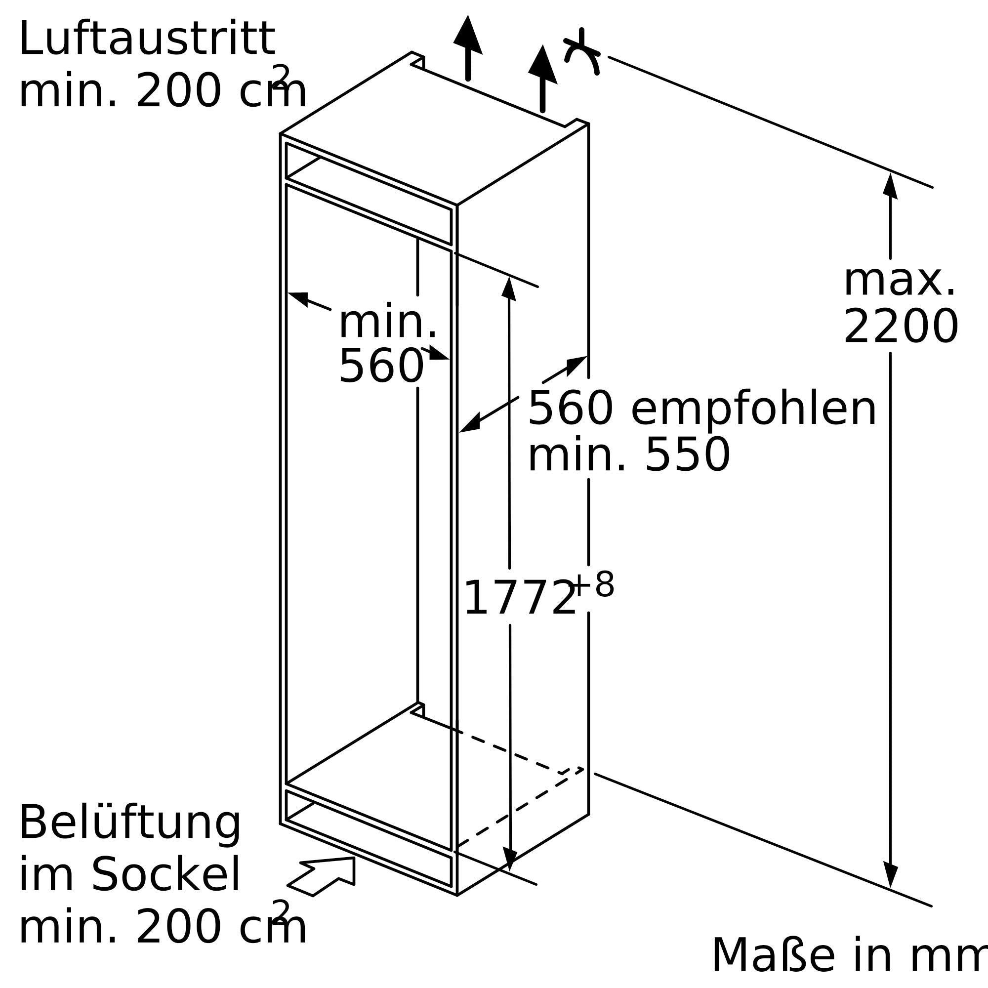 Bosch KIS87ADD0 - Frigorifero da incasso serie 6, nicchia 177,5 x 56 cm, raffreddamento da 208 l + congelatore da 61 l, cerniera piatta, prodotto in Germania, VitaFresh plus 2 volte più a lungo,