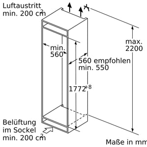 Bosch KIS87ADD0 - Frigorifero da incasso serie 6, nicchia 177,5 x 56 cm, raffreddamento da 208 l + congelatore da 61 l, cerniera piatta, prodotto in Germania, VitaFresh plus 2 volte più a lungo,