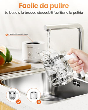 Morpilot Montalatte Elettrico, Montalatte Elettrico in Vetro, 4 in 1 Funzione, Grande Capacità 500 ml, Design Diviso, Adatto per Caffè, Latte Caldo, Cappuccino, Macchiato,ecc.