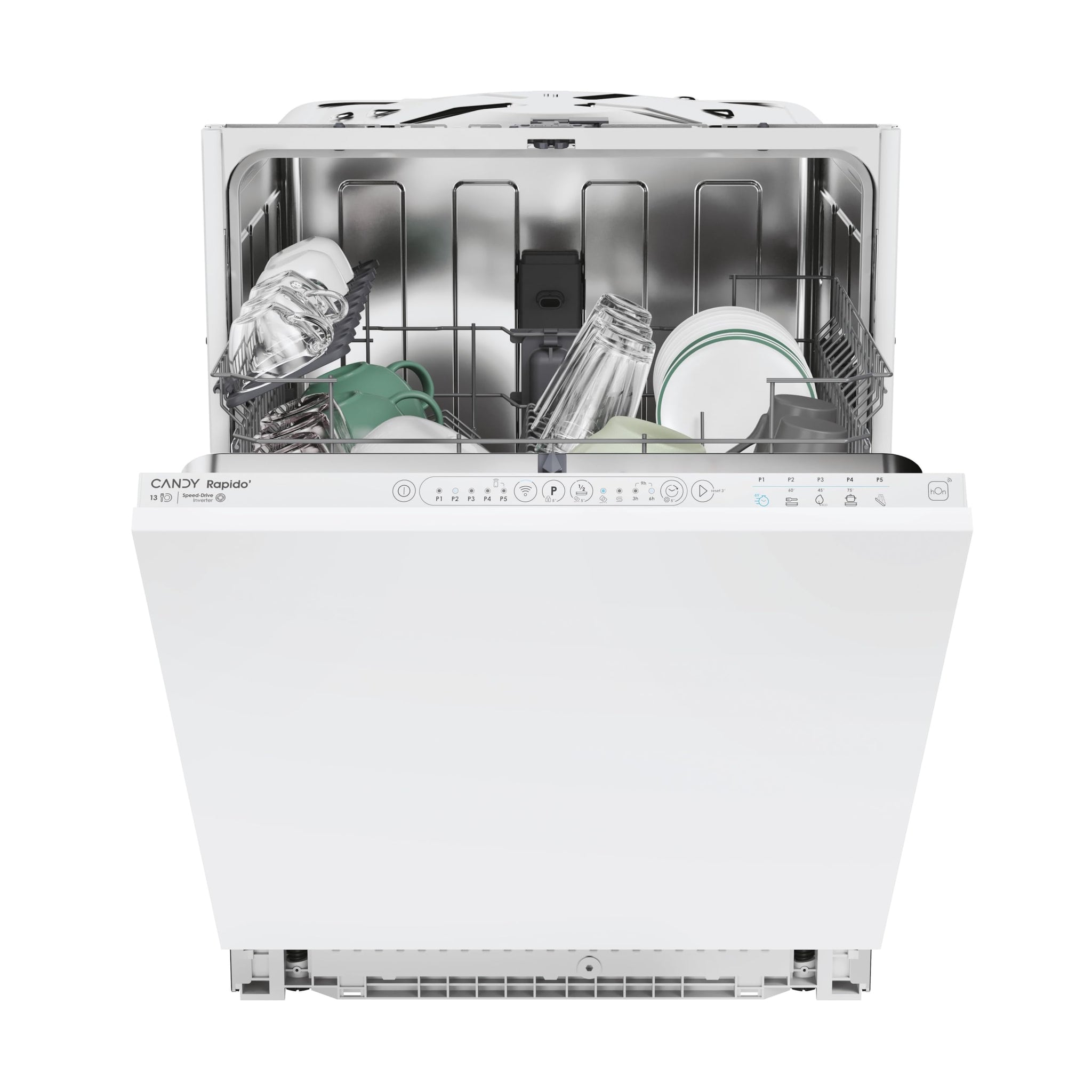 Candy Rapidò CI 3E7L0W2, Lavastoviglie Integrabile 60 CM, 13 Servizi, Digitale, Wi-Fi, 5 Programmi, Motore Inverter, Indicatore Mancanza di Sale, Indicatore Fine Ciclo, Inizio ritardato 3-6-9H, 47DB