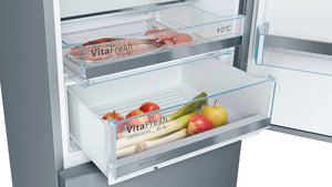 Bosch KGE49AICA Serie 6 - Frigorifero XXL, 201 x 70 cm, extra largo, frigo da 302 l + congelatore da 111 l, VitaFresh, sbrinamento raramente, BigBox spazio per congelatore grande