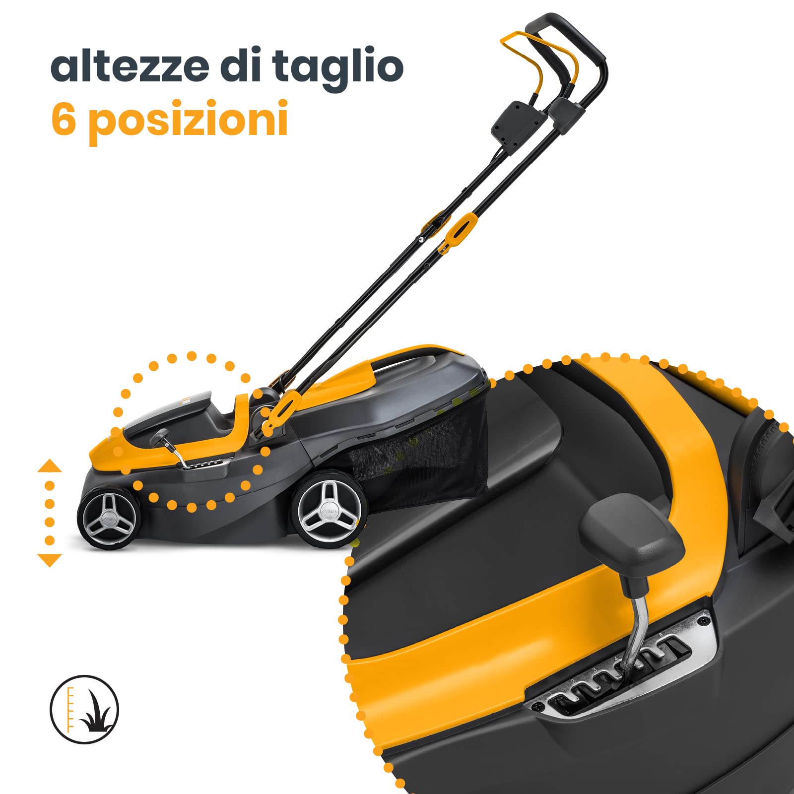 Stiga Tagliaerba a Batteria Collector 136e Kit, Per Giardini Fino a 250 m², Larghezza Taglio 34 cm, Batteria ePower da 20 V (2 x 2 Ah), 550 W, 2 Batterie e Caricatore Inclusi, giallo