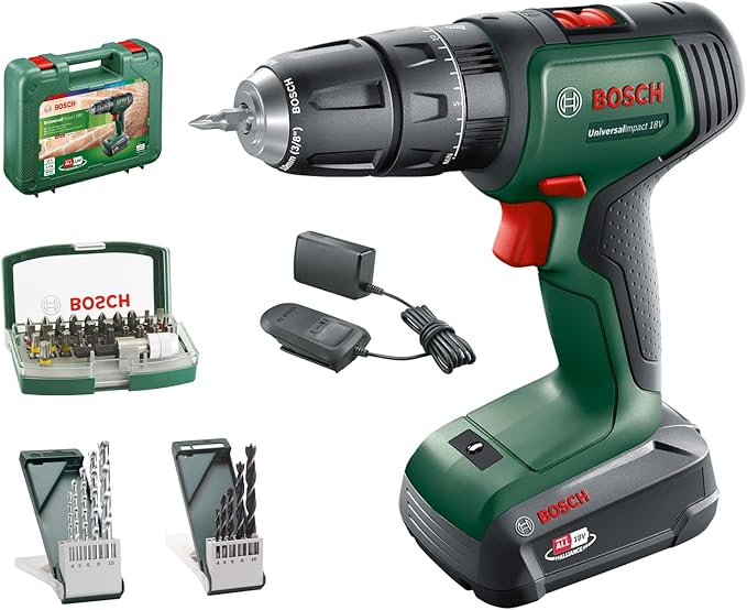 Bosch Trapano battente-avvitatore a batteria UniversalImpact 18V (1 Batteria, sistema 18 Volt, in Valigetta) – Amazon Exclusive
