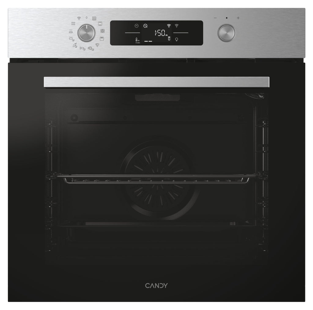 Candy C-Bake 800 CA6 NP5B3EHTX, forno multifunzione, 78 l, Wi-Fi, 2 vassoi 1 griglia, pulizia idrolitica, convezione+ventilatore Snapfix, 12 funzioni, comandi push&pull, porta 2 vetri, nero inox