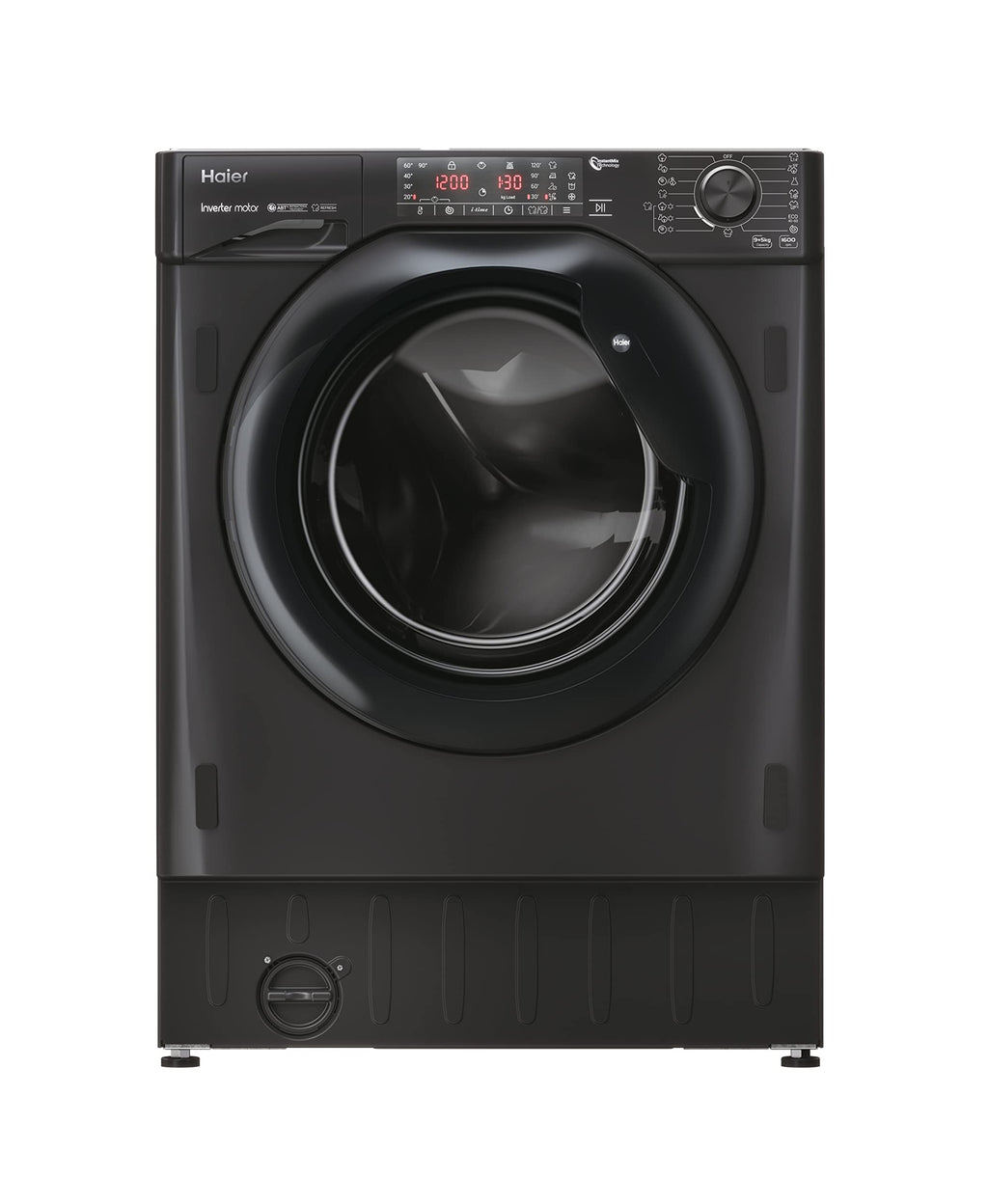 Haier Serie 4 HWDQ90B416FWBB-S - Lavasciuga da incasso, 9 kg di lavaggio, 5 kg di asciugatura/motore inverter, lavaggio extra asciutto grazie a 1.600 giri/min. Funzione lavaggio a vapore/protezione