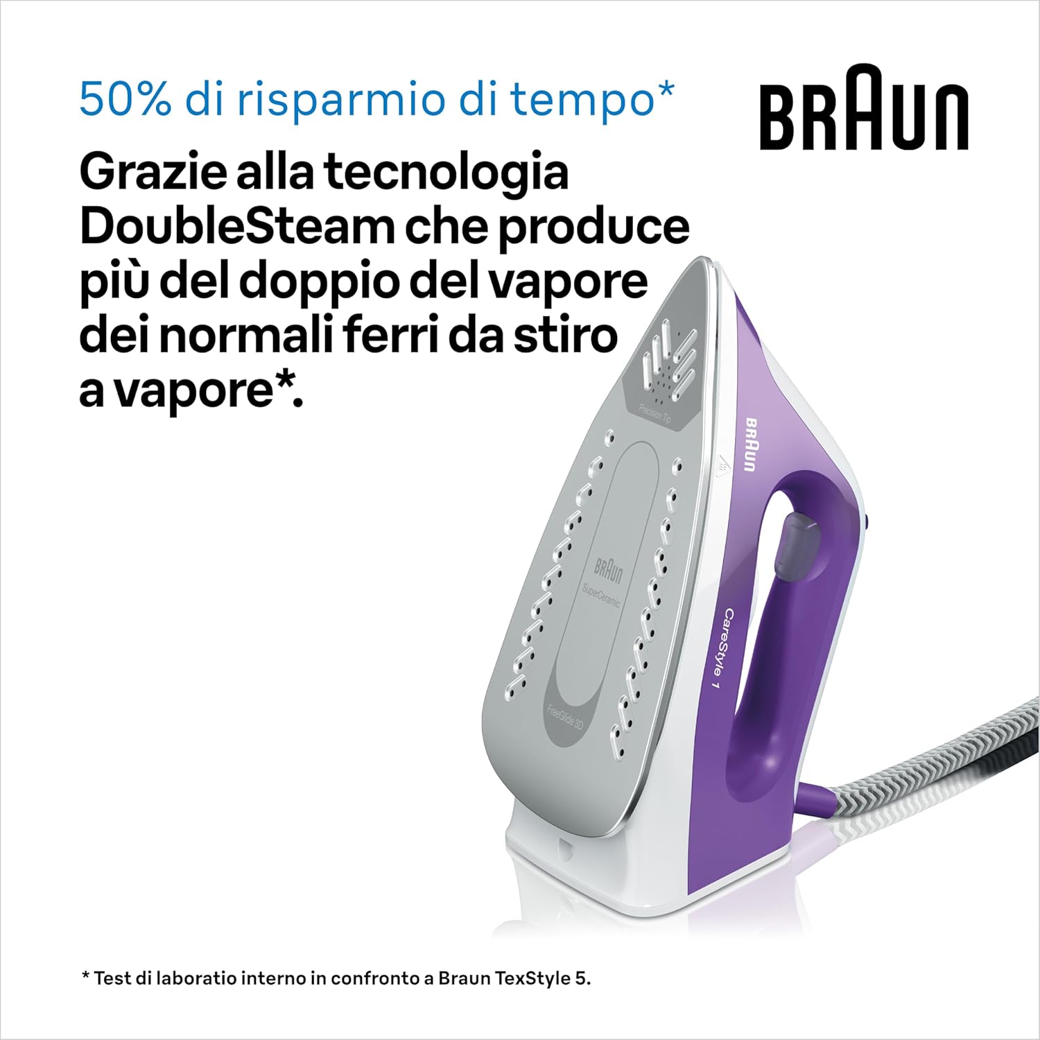 Braun Carestyle1 IS1014VI, Ferro Generatore Di Vapore Con 5 Anni Di Assistenza, Carica Continua, Termostato Regolabile, Tanica 1,5L, AUTOSPEGNIMENTO, Colpo vapore 360g/min, Sistema Sicurezza, Viola