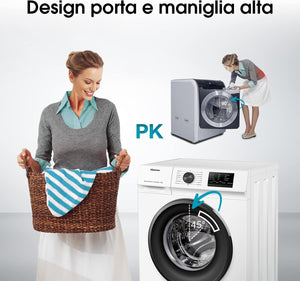 Hisense WFVC6010E - Lavatrice a Carica Frontale 6 Kg, 1000 rpm, 15 Programmi, Display LED, Programma Rapido, Partenza Ritardata, Child Lock
