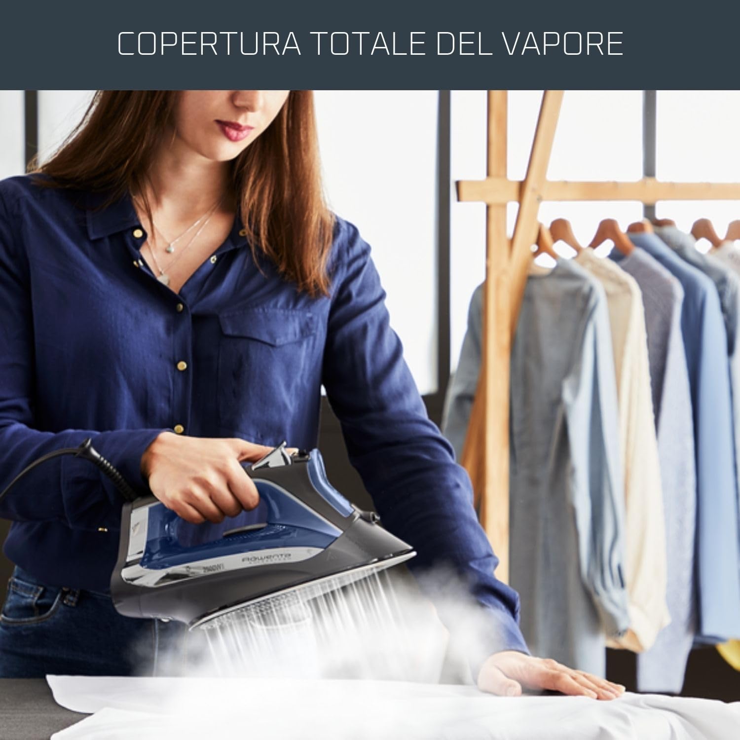 Rowenta DW4301D1 Access Steam Ferro da Stiro a Vapore, 2500W, 250 ml, Colpo Vapore 140 g/min, Piastra Microsteam in Acciaio Inox, Sistema Anticalcare, Punta di Precisione e Protezione Antigoccia