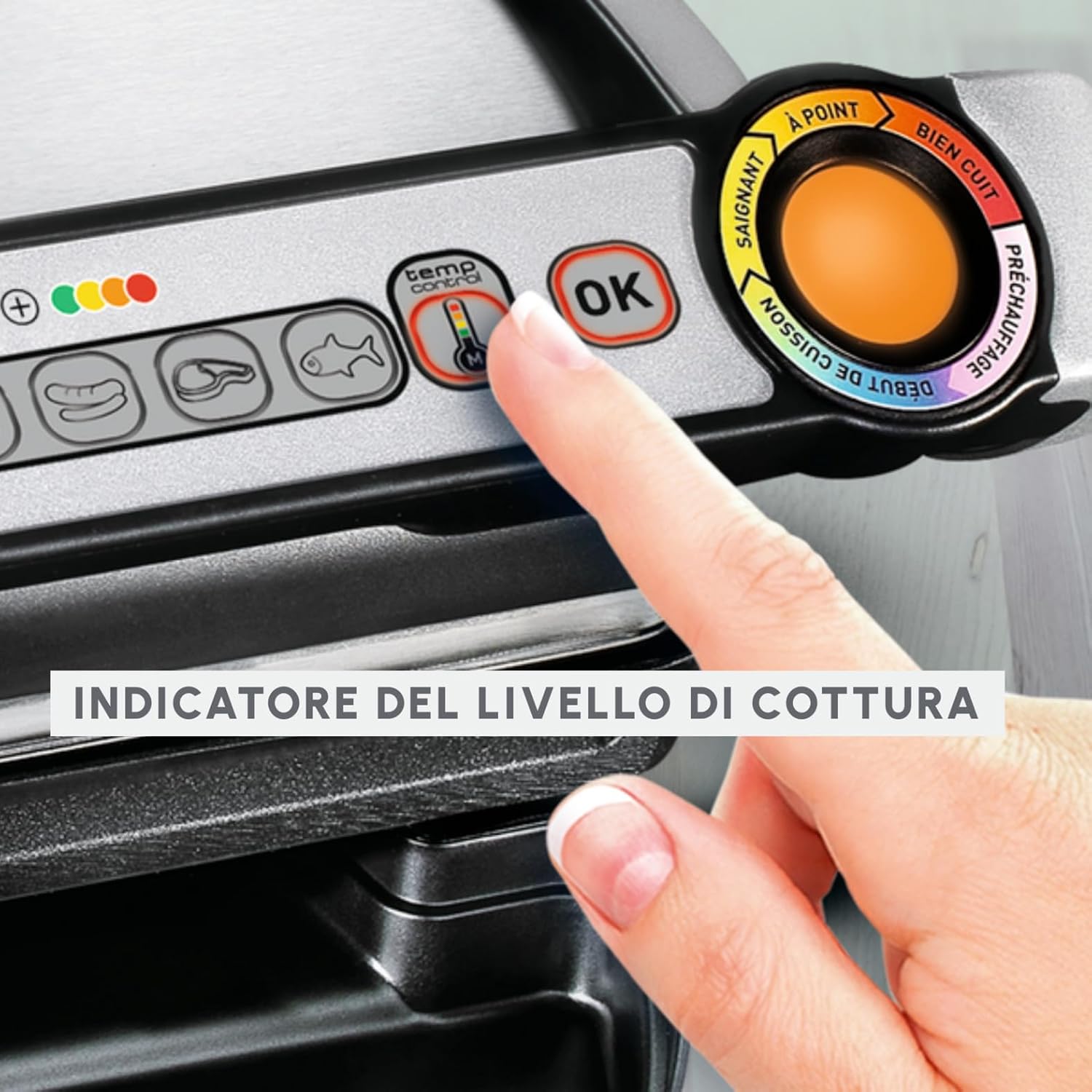 Moulinex Optigrill+ XL, Griglia Elettrica da Interno Ideale per Cucinare Carne, Pesce e Verdure, Indicatore di Cottura e 9 Programmi Automatici, Piastre Antiaderenti, GI722D