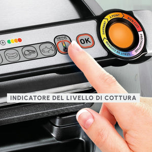 Moulinex Optigrill+ XL, Griglia Elettrica da Interno Ideale per Cucinare Carne, Pesce e Verdure, Indicatore di Cottura e 9 Programmi Automatici, Piastre Antiaderenti, GI722D