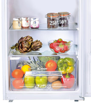 Candy CIO 225 EE/N Frigorifero da incasso con congelatore, porta a traino, 122 cm, 163 litri, frigorifero 147 litri, congelatore 16 litri, 1 cassetto per verdure, 3 ripiani in vetro