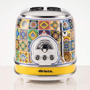 Ariete 155 Tostapane Positano, 810W, 2 fette, 6 livelli di doratura, Vassoio raccogli briciole, Funzione defrost, Espulsione automatica