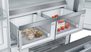 Bosch KFF96PIEP Serie 8 Smarter French Door Frigorifero, 183 x 90,5 cm, refrigerante 402 l + congelatore da 171 l, VitaFresh pro 3 volte più a lungo, NoFrost mai più sbrinare, dispenser di ghiaccio e