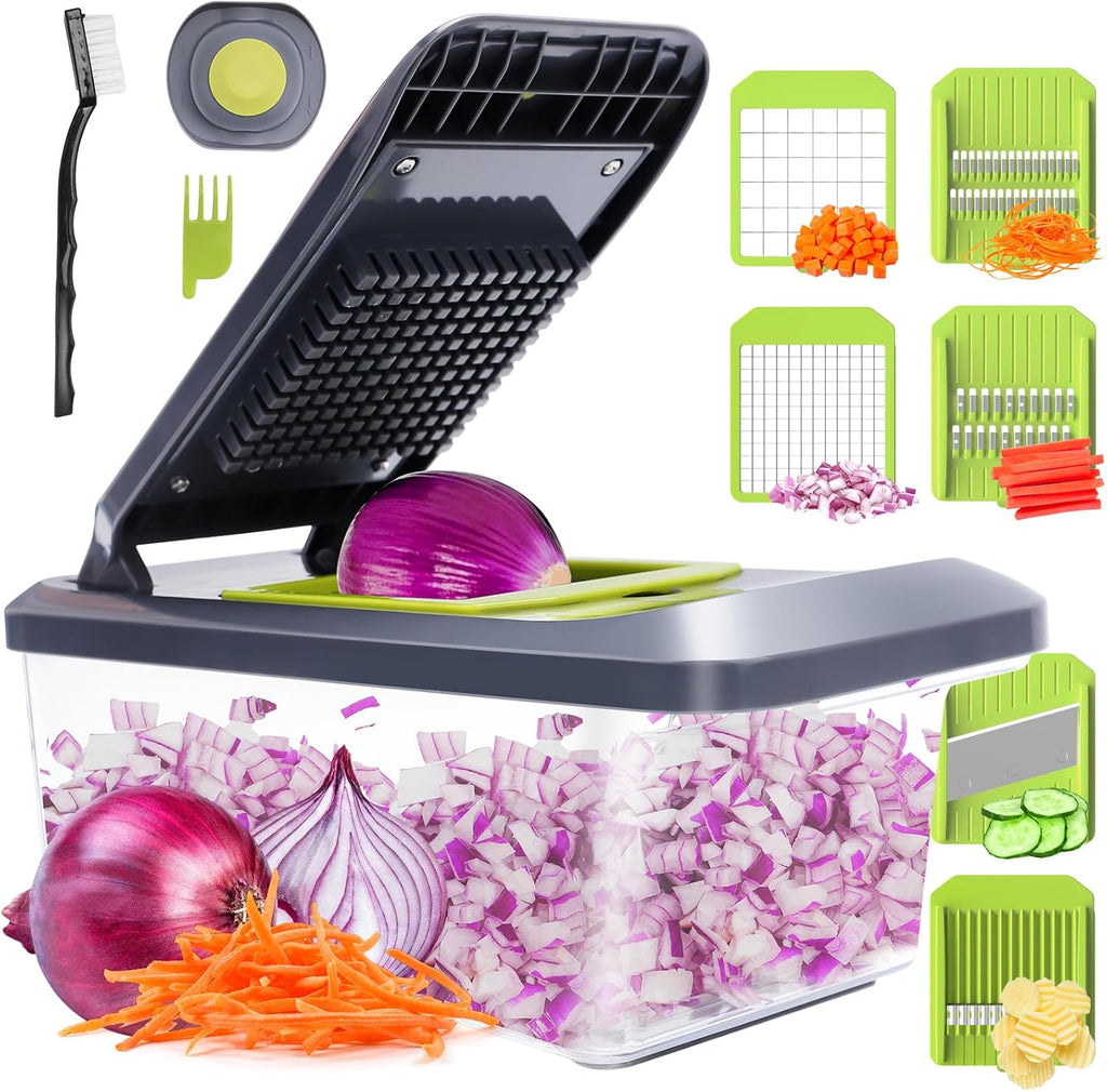 Affettatrice Mandolina per Verdure Multifunzione Tagliaverdure - Taglia Verdure Manuale con 6 Lame, Frutta Cipolla Patate Cubetti Julienne, Mandolina per Verdure Regolabile
