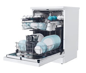 Candy Rapido' Lavastoviglie a Libera Installazione 60 cm, 14 Coperti, 8 Programmi, Partenza Ritardata fino a 9h, Ciclo Rapido 49 Min, Motore Inverter, Classe E, 59,7 x 59,8 x 85 cm, Bianca - CF 3E9E0W