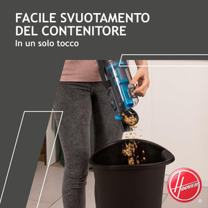Hoover HF500 HF522STP 011 Aspirapolvere Senza Filo, Senza Sacco, 0,45 L, Autonomia 45 Min, Spazzola Antigroviglio, Mini Turbo Spazzola Animali, Blu