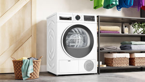 Bosch WQG24108IT Serie 6, Asciugatrice a pompa di calore, capacità 9 kg, EasyClean: i filtri per la lanugine, Cestello Lana, Mezzo carico, Programma Rapido