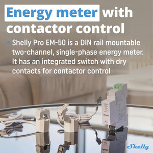 Shelly Pro EM 50A, Contatore di energia Wi-Fi e Bluetooth con comando a Contattori Con Misurazione Dei Consumi, Domotica, Compatibile Con Alexa e Google Home, Nessun Hub Richiesto