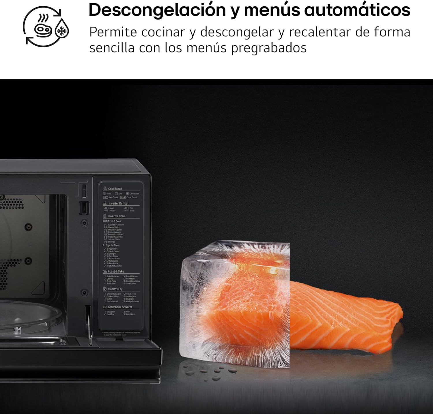 LG MJ3965BPS Forno Microonde Smart Inverter Combinato e Ventilato con Doppio Grill, 39 Litri, 1350 W, Programmi Automatici, 5 Livelli di Potenza, Piatto Microonde Crispy Incluso - Nero Fumè