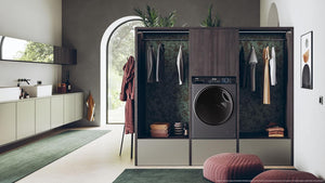 Haier I-Pro Serie 3, Lavasciuga 8+5 KG, Libera Installazione, Classe A, 1400 giri, Vapore, Sensori di Peso, Partenza Programmabile, AxLxP 85x60x62 cm, Antracite- HWD80-B14939S8-S