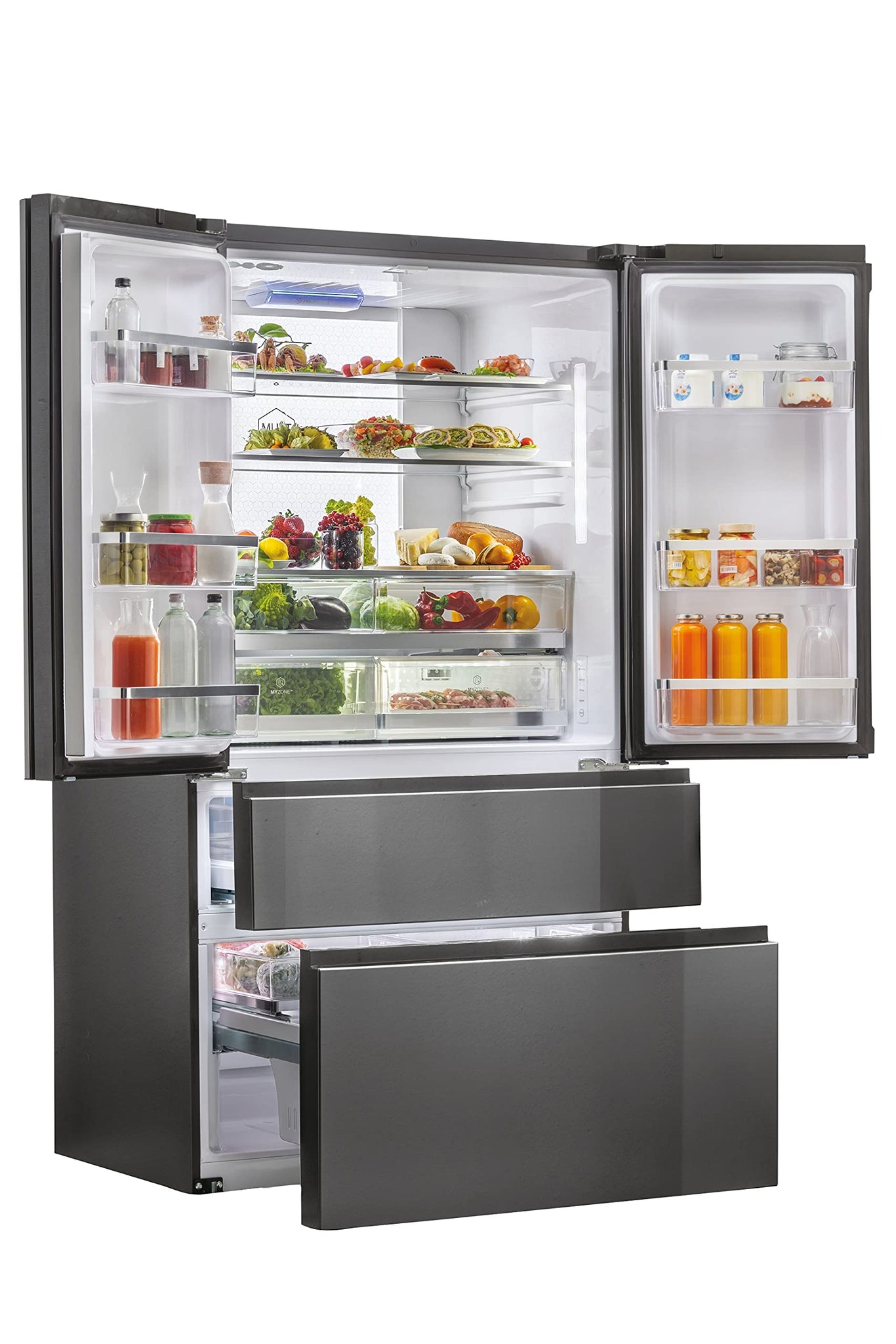 Haier HB26FSNAAA - Frigorifero Cube 4 Porte, Finitura Iconic Black, Libera installazione, ABT luce UV antibatterica, Nero - Iconic Black