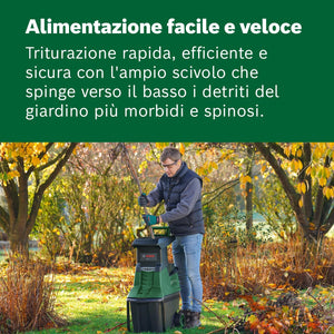Bosch Home and Garden Biotrituratore a turbina AXT 25 TC (2500 W; idoneo per legno e residui resistenti; cesto di raccolta integrato da 53 l; in confezione cartone)