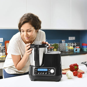 Moulinex HF4568K ClickChef Robot da Cucina Multifunzione, Ricette Pronte in 2 Click, 1400 W, 3.6 L, 30-150 °C, 5 Programmi Automatici e Modalità Manuale, 7 Accessori, Ricettario Incluso (200 Ricette), Nero