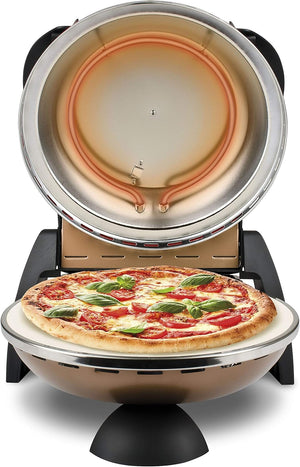 G3 Ferrari G10006 Pizza Express Delizia, Forno Pizza, 1200 W, 400°C, Pizza fragrante in 5 minuti, Ricettario incluso, Rame