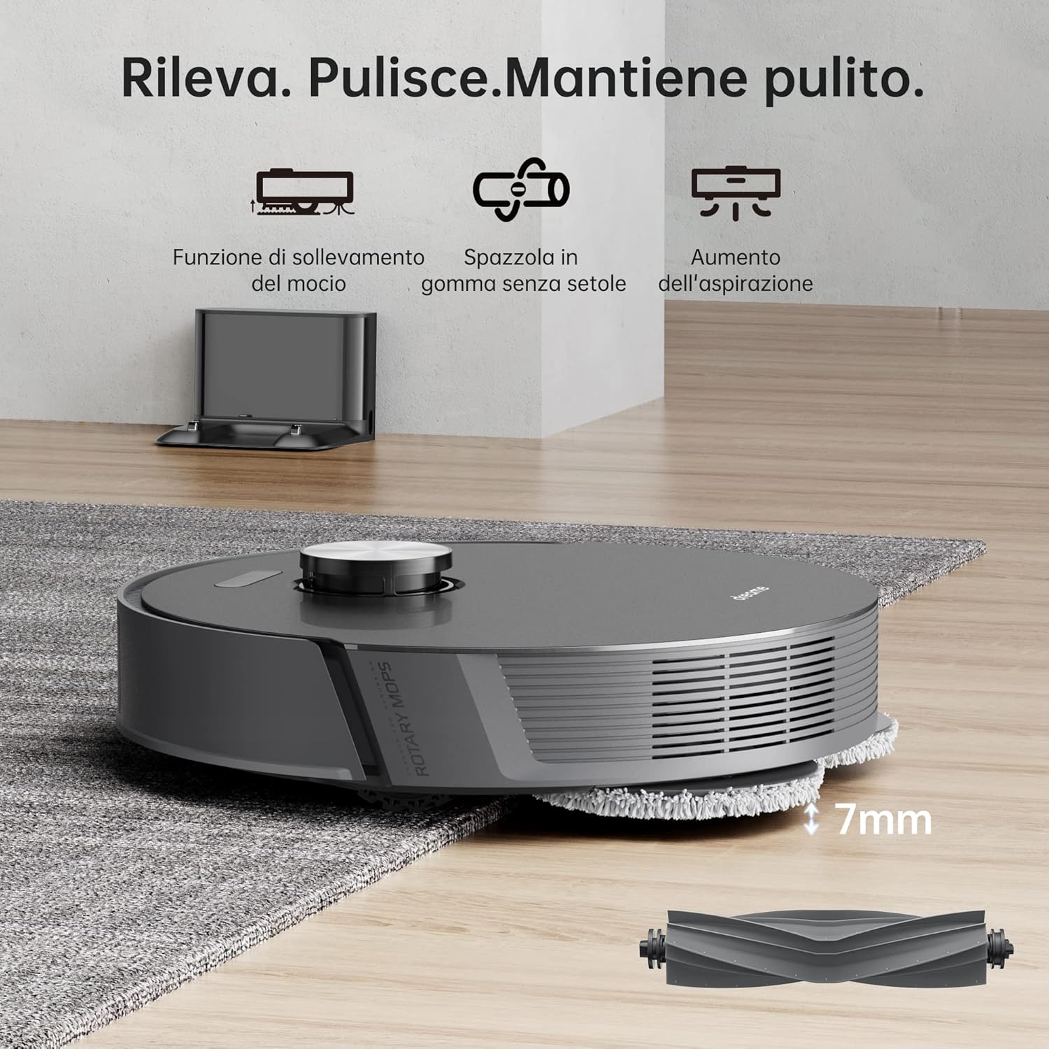Dreame L10s Pro Robot 2in1 Aspirapolvere e Lavapavimenti, Moci Rotanti, Rilevamento ostacoli 3D, Mappatura Multipiano, Aspirazione Potente 5300Pa Pavimenti Duri Tappeti, Peli Animali, WiFi/APP/Alexa