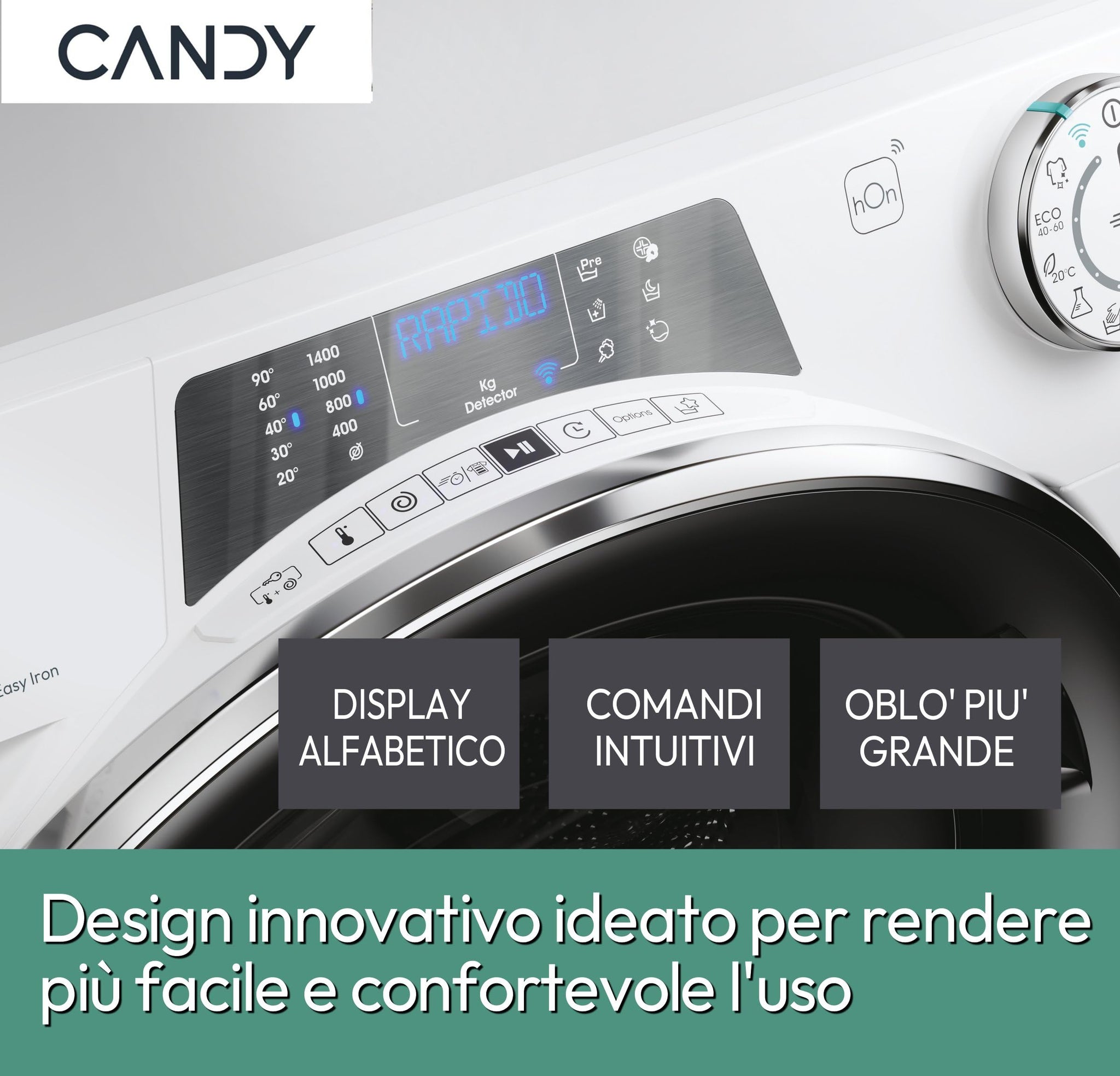 Candy RapidÓ RO Lavatrice, 8 Kg, 1200 Giri, Wi-Fi + BLE, Connesso, Opzione Vapore, Cicli Rapidi