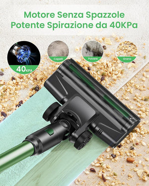 Vexilar V9PRO Aspirapolvere Senza Fili 40KPa Potente,Scopa Elettrica Senza Fili Potente 50minuti e display a LED,Scope elettriche,Aspirapolvere Portatile,Aspirapolvere per Pavimenti/Tappeti/Peli