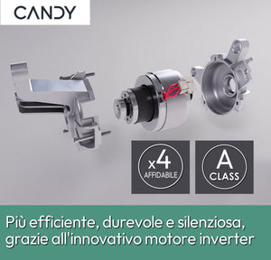 Candy RapidÓ Lavatrice 9 Kg, Libera Installazione, Carica Frontale, Classe A, 1200 Giri, 9 Programmi Rapidi, Funzione Vapore, Wi-Fi + BLE e App hOn, 60 x 53 x 85 cm, Bianca - RO 1294DWMT/1-S