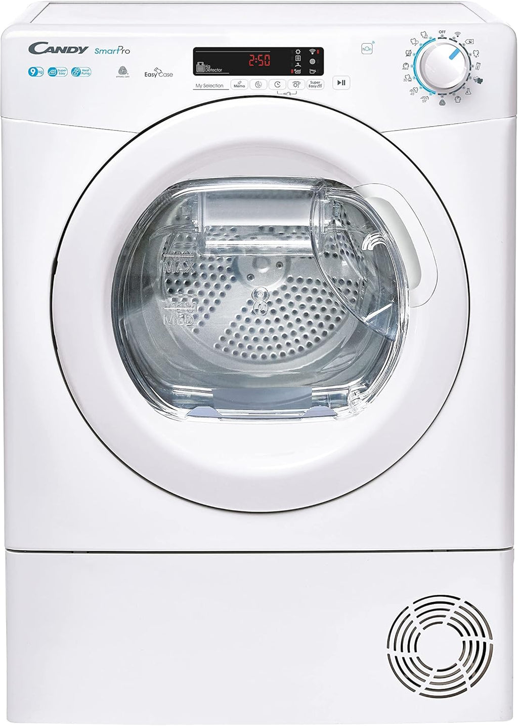 Candy Smart Pro Asciugatrice 9 Kg a Pompa di Calore, Libera Installazione, Classe A++, Connessione Wi-Fi + BLE, Controllo da App, Snap & Dry, 59,6 x 58,5 x 85 cm, Bianca - RPE H9A2TRE-S