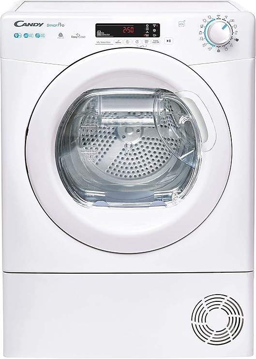 Candy Smart Pro Asciugatrice 9 Kg a Pompa di Calore, Libera Installazione, Classe A++, Connessione Wi-Fi + BLE, Controllo da App, Snap & Dry, 59,6 x 58,5 x 85 cm, Bianca - RPE H9A2TRE-S