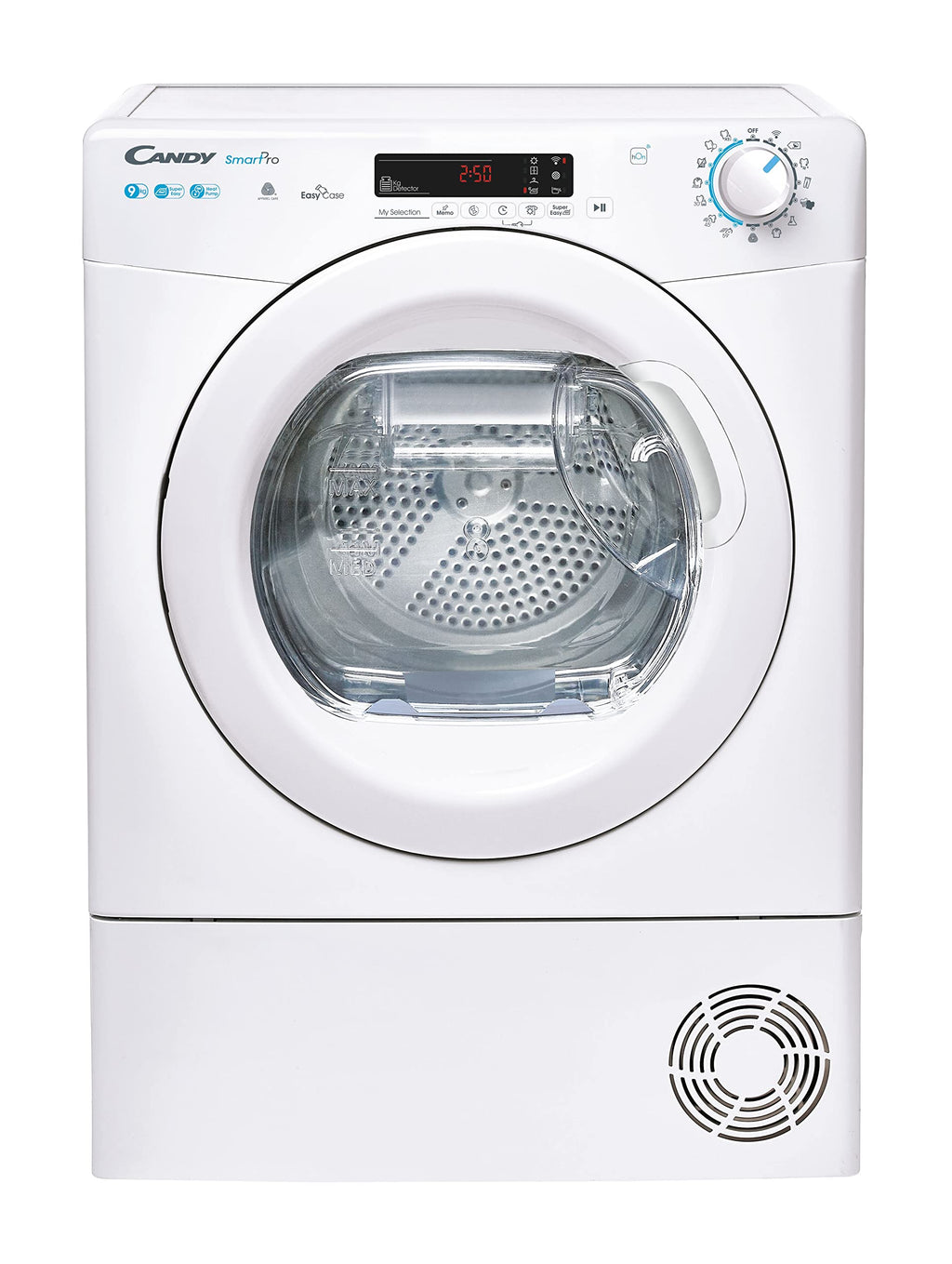 Candy Smart Pro Asciugatrice 9 Kg a Pompa di Calore, Libera Installazione, Classe A++, Connessione Wi-Fi + BLE, Controllo da App, Snap & Dry, 59,6 x 58,5 x 85 cm, Bianca - CSOE H9A2DE-S
