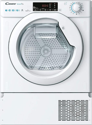 Candy Smart Pro Asciugatrice 7 Kg da Incasso, Pompa di Calore, Classe A+, Wi-Fi e BLE, Controllo da Remoto, Avvio Programmabile, Programma Stiro Facile, 60 x 46,5 x 85 cm, Bianca - BCTD H7A1TE-S