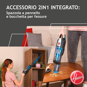 Hoover HF500 HF522STP 011 Aspirapolvere Senza Filo, Senza Sacco, 0,45 L, Autonomia 45 Min, Spazzola Antigroviglio, Mini Turbo Spazzola Animali, Blu
