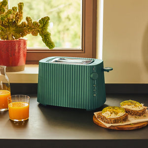 Alessi Plissé MDL08 GR - Tostapane di Design, Sei Livelli di Doratura, in Resina Termoplastica, Spina Europea, 850 W, Verde