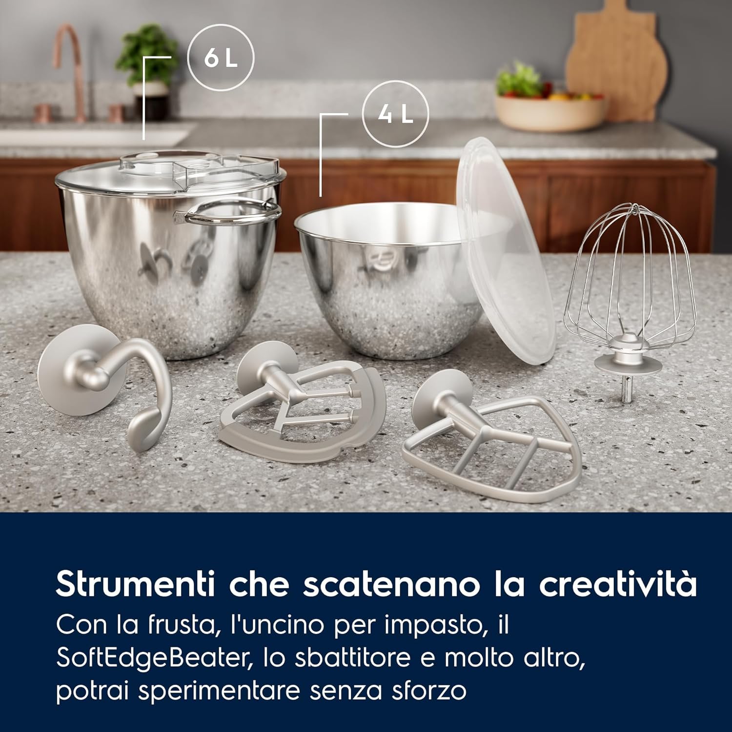 Electrolux Impastatrici Planetaria Robot da Cucina Multifunzione, E6KM1-4BPT, Kitchen Assistent Machine