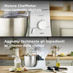 Kenwood KVC3100S Impastatrice Planetaria Chef, Robot da Cucina Mixer, 1000 W, 4.6 Litri, Acciaio, Metallo, Argento