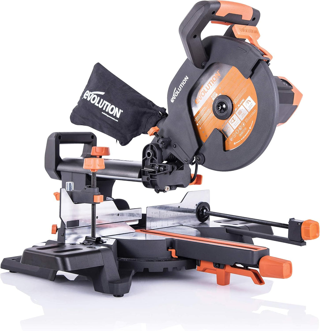 Evolution Power Tools R255SMS+ Troncatrice Radiale Scorrevole Multi-Materiale 255 mm con Pacchetto Plus, 230 V