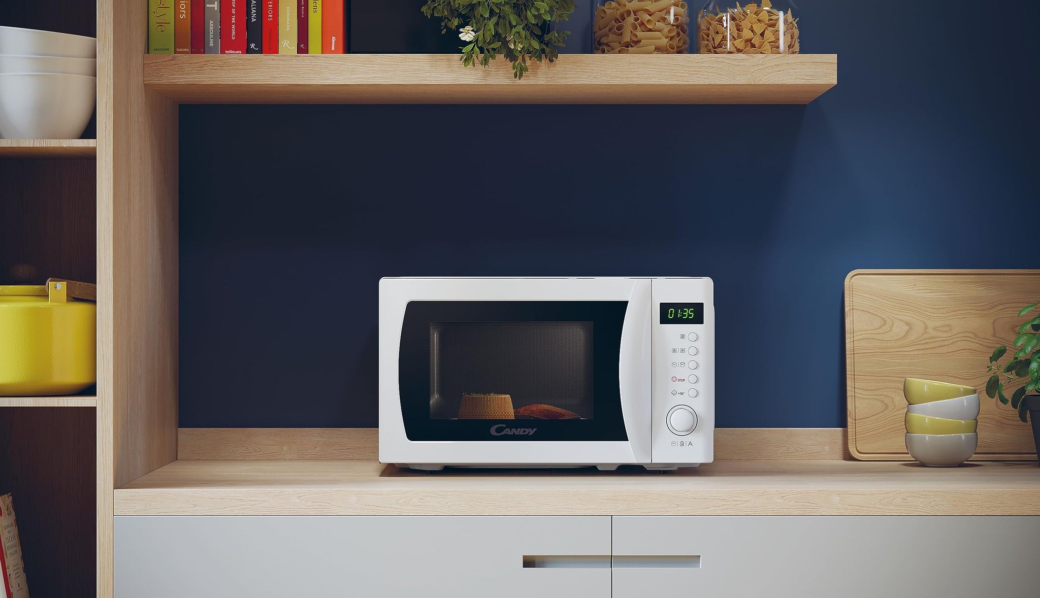 Candy Idea Forno a Microonde 20 Litri, 700W, 13 Programmi di Cottura, Funzioni Defrost e Start Express, Child Lock, App hOn, Libera Installazione, 45,2 x 33,5 x 26,2 cm, Bianco - CMWA20SDLW