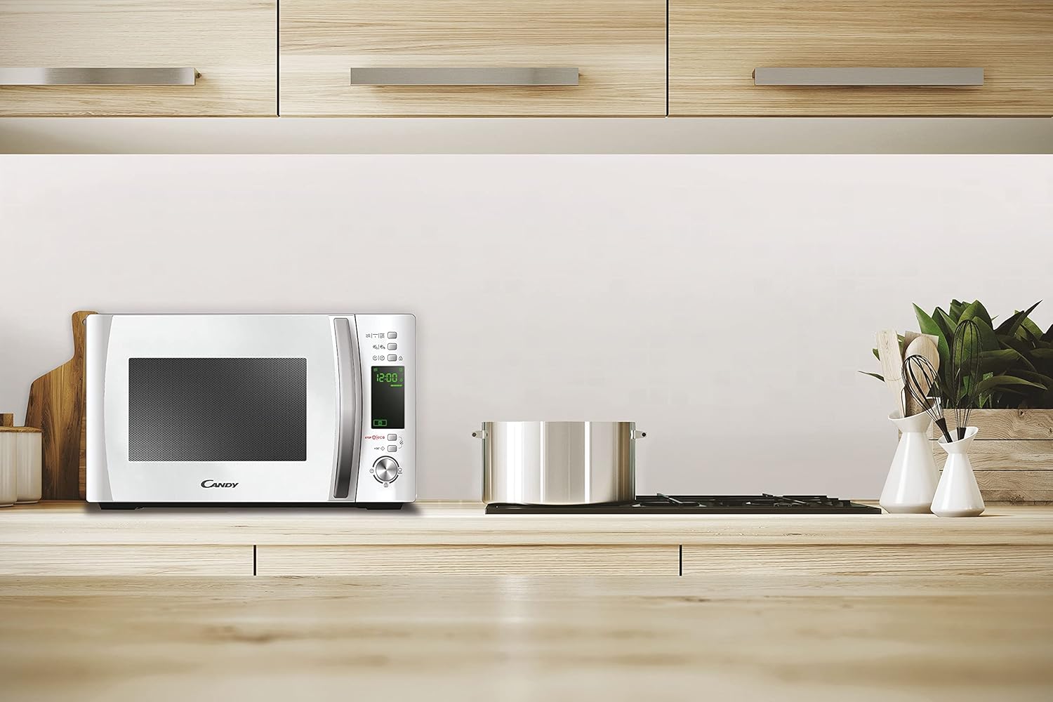 Candy COOKinAPP Forno a Microonde con Grill, 20 Litri, 700W, 40 Programmi, App Simply-Fi, Funzione ECO, Programma Baby, Child Lock, Libera Installazione, 44 x 35,75 x 25,9 cm, Bianco - CMXG20DW