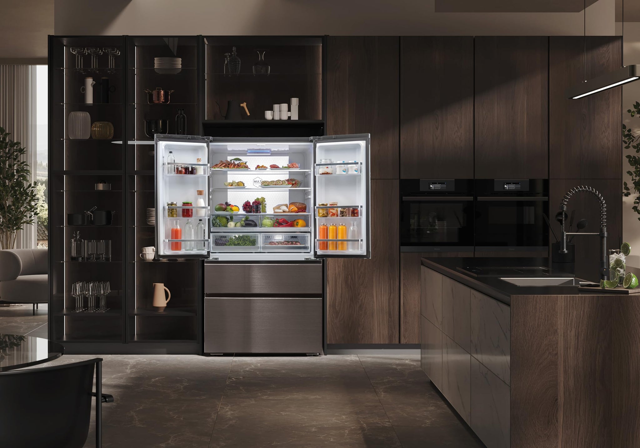 Haier HB26FSNAAA - Frigorifero Cube 4 Porte, Finitura Iconic Black, Libera installazione, ABT luce UV antibatterica, Nero - Iconic Black