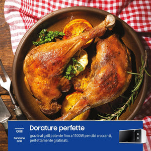 Samsung Forno a Microonde Grill, a libera installazione, Dual Dial MG23K3614AW/ET, Cottura Croccante, AutoDefrost, Microonde + Grill 800 W + 1100 W, 23 L, 49l x 27,5h x 39p cm, Bianco
