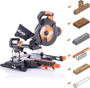Evolution Power Tools R255SMS+ Troncatrice Radiale Scorrevole Multi-Materiale 255 mm con Pacchetto Plus, 230 V